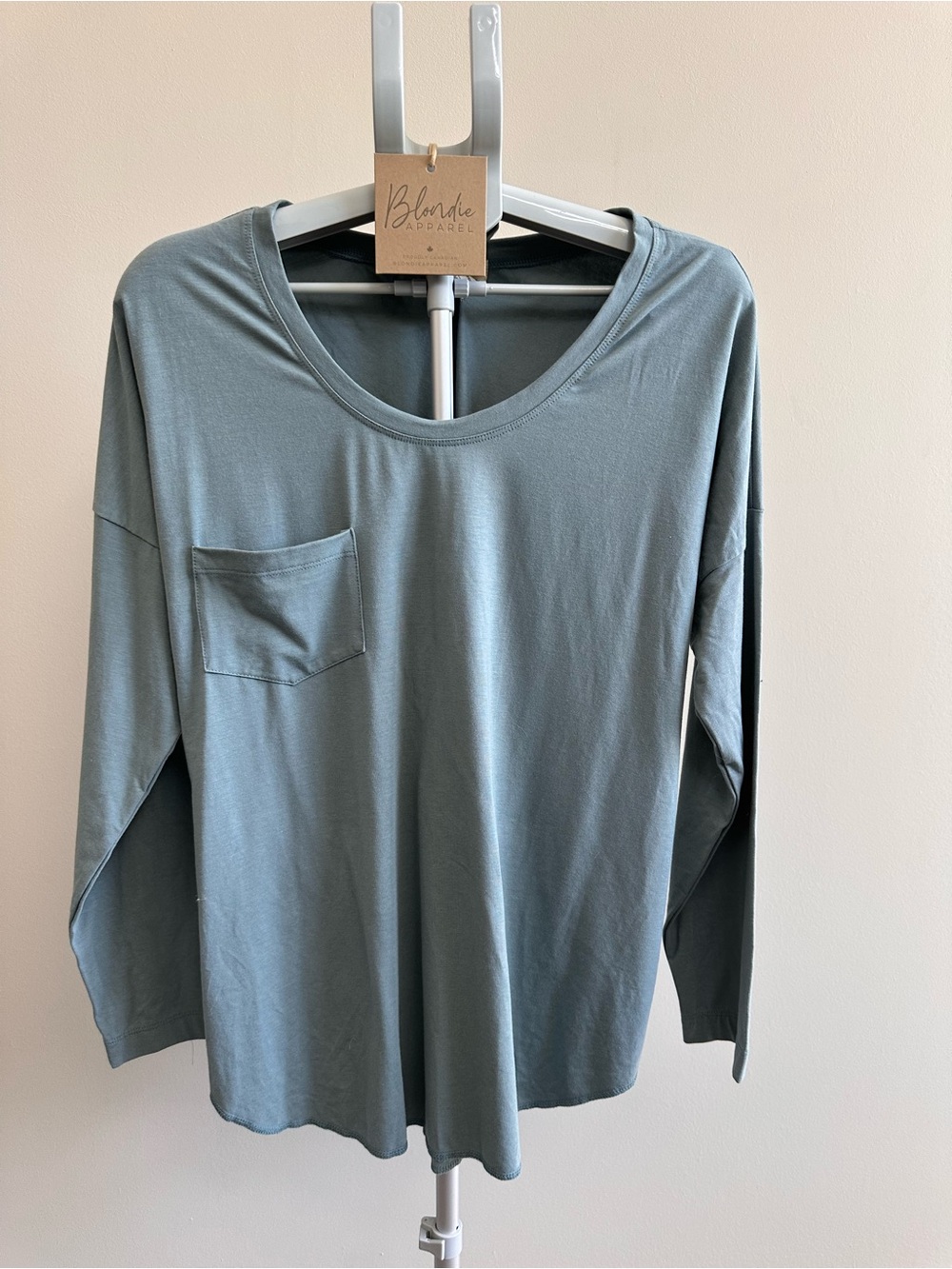 NWT - Relaxed Scoop Neck Long Sleeve Top - Sage Blue